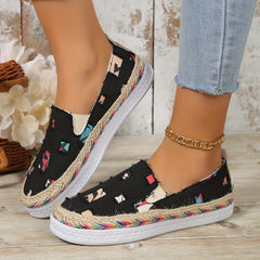 Women's Ripped Denim Flat Shoes Slip On Walking Sneakers