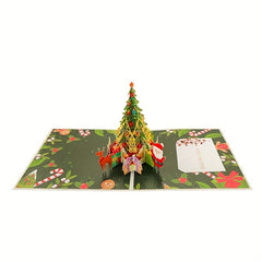 Merry Christmas Tree Popup Card With Note & Envelope