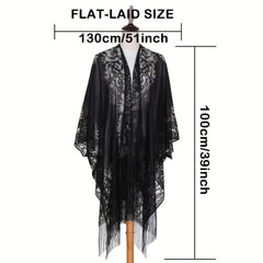 Boho Flower Hollow Out Shawl Large Tassel Scarf Thin Breathable Wraps