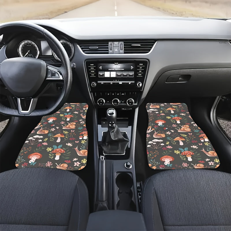 4pcs Mushroom Snail Car Floor Mats Water Absorbent Non Slip Stain Resistant