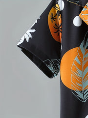 Boys Hawaiian Shirt & Shorts Set Tropical Plant Print Beach Wear Kids Summer