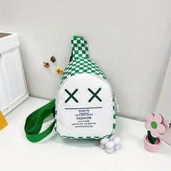 Plaid Kids Crossbody Bag Coin Purse Letter Chest Bag
