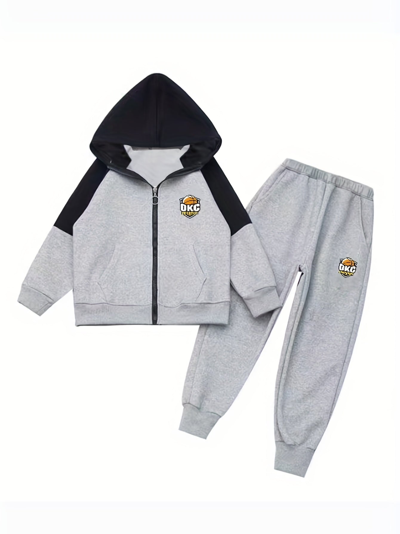 Boy's Cartoon Print 2pc Zip Up Hoodie & Sweatpants Set