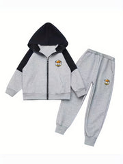 Boy's Cartoon Print 2pc Zip Up Hoodie & Sweatpants Set
