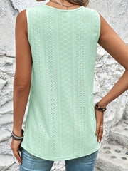 Boho Tank Top Women's Plus Eyelet Embroidery Cut Out Front