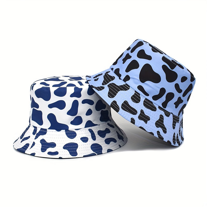 Cow Print Bucket Hat Reversible Travel Beach Hats Unisex