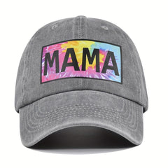 MAMA Print Cotton Baseball Cap Washed Distressed Sun Hat Adjustable