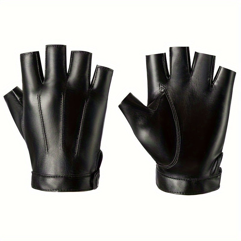 Half Finger Gloves for Outdoor Sports Faux Leather Gloves