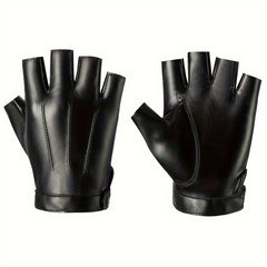 Half Finger Gloves for Outdoor Sports Faux Leather Gloves