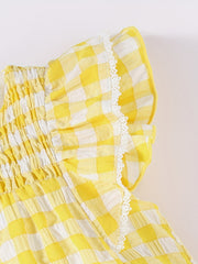 Baby Girls Plaid Ruffle Trim Dress for Summer