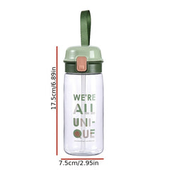 Portable Plastic Sport Water Bottle With Straw 520ml 17.58oz