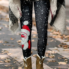 Santa Claus Print Skinny Pants Casual Stretchy Pants Women's Clothing