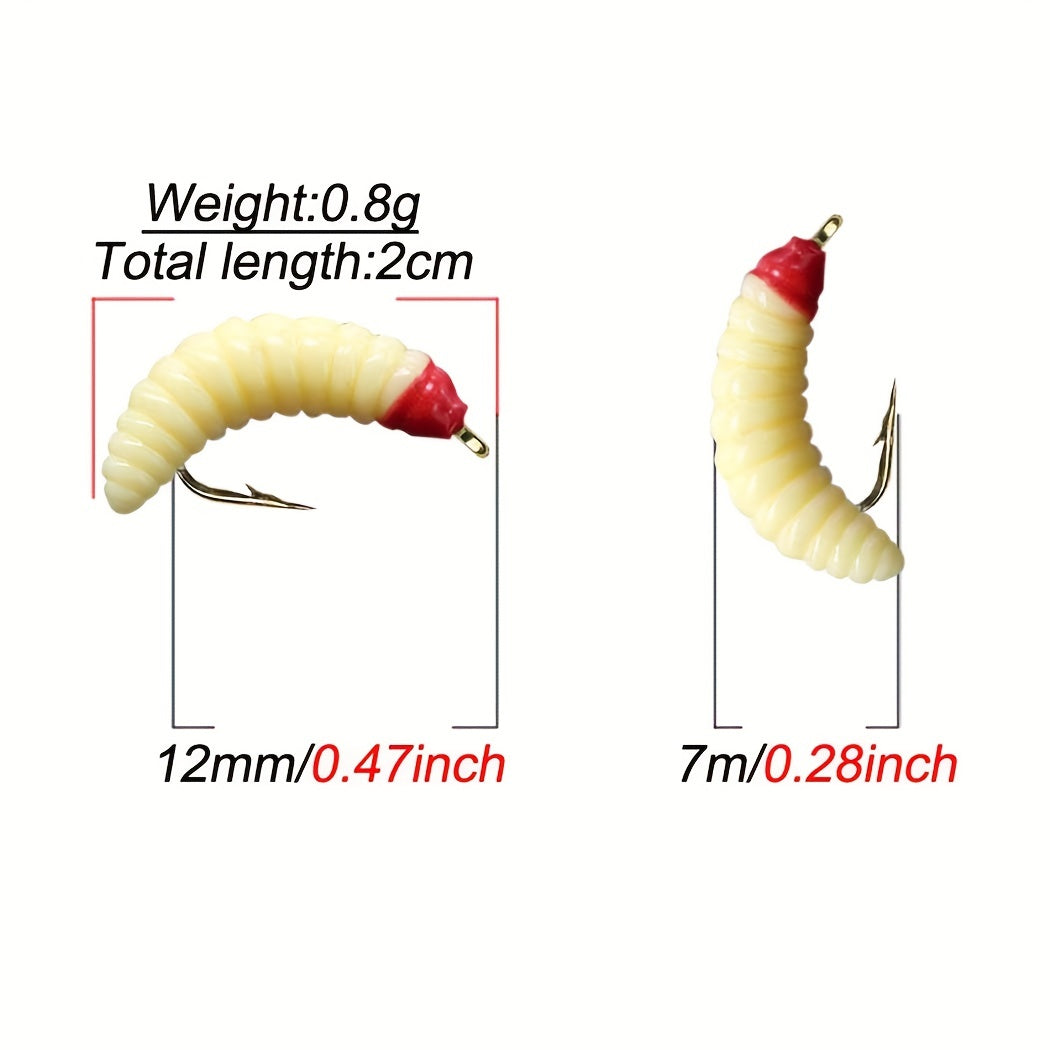 5Pcs MultiColor Soft Worm Fly Fishing Lures Trout Grayling Maggot
