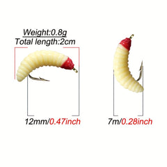 5Pcs MultiColor Soft Worm Fly Fishing Lures Trout Grayling Maggot