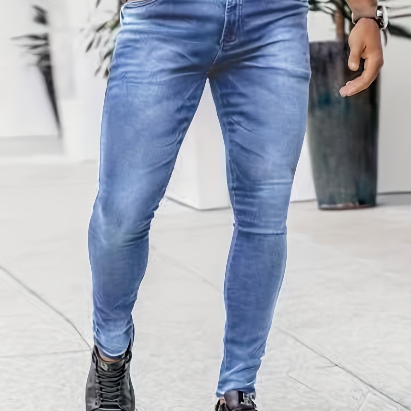 Men's Slim Fit Jeans Distressed Denim Pants