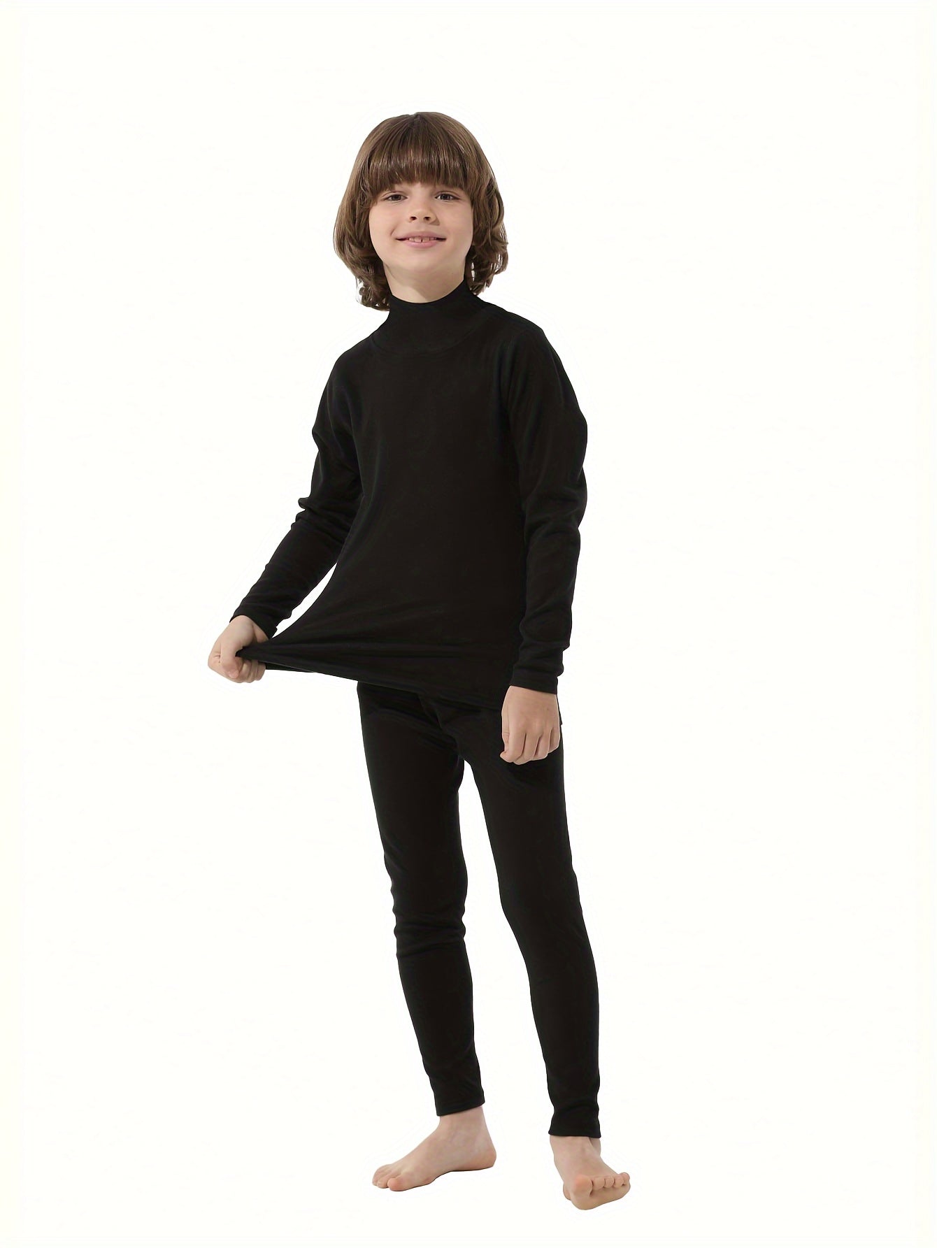 Kids Ski Outfit Turtleneck Pullover Slim Leggings Set