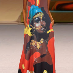 Cartoon Print Maxi Tank Dress
