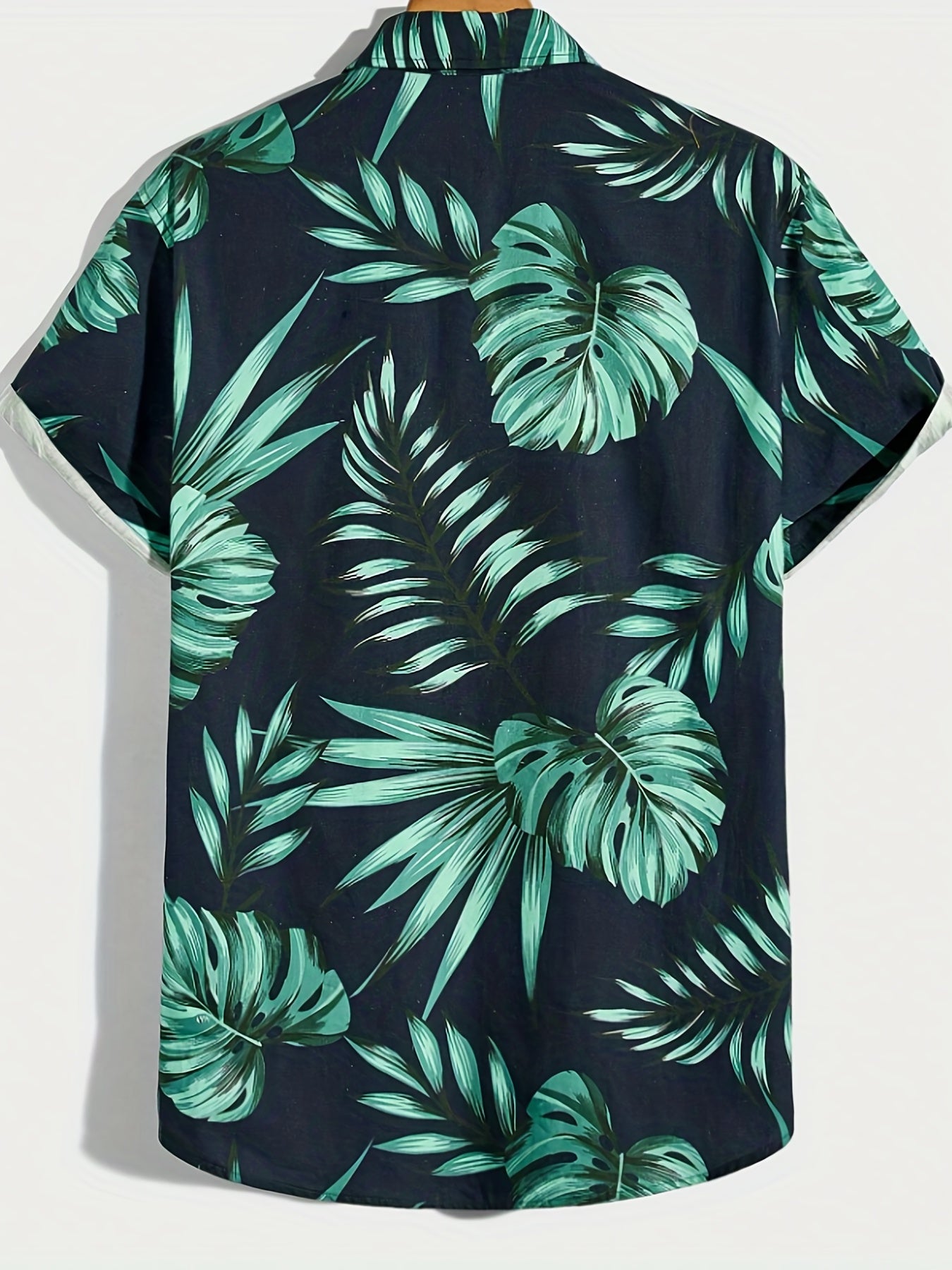 Coconut Tree & Vintage Car Print Men's Short Sleeve Shirt