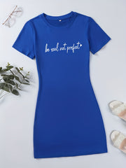 Real Print Tee Dress Short Sleeve Casual Dress Women's Clothing