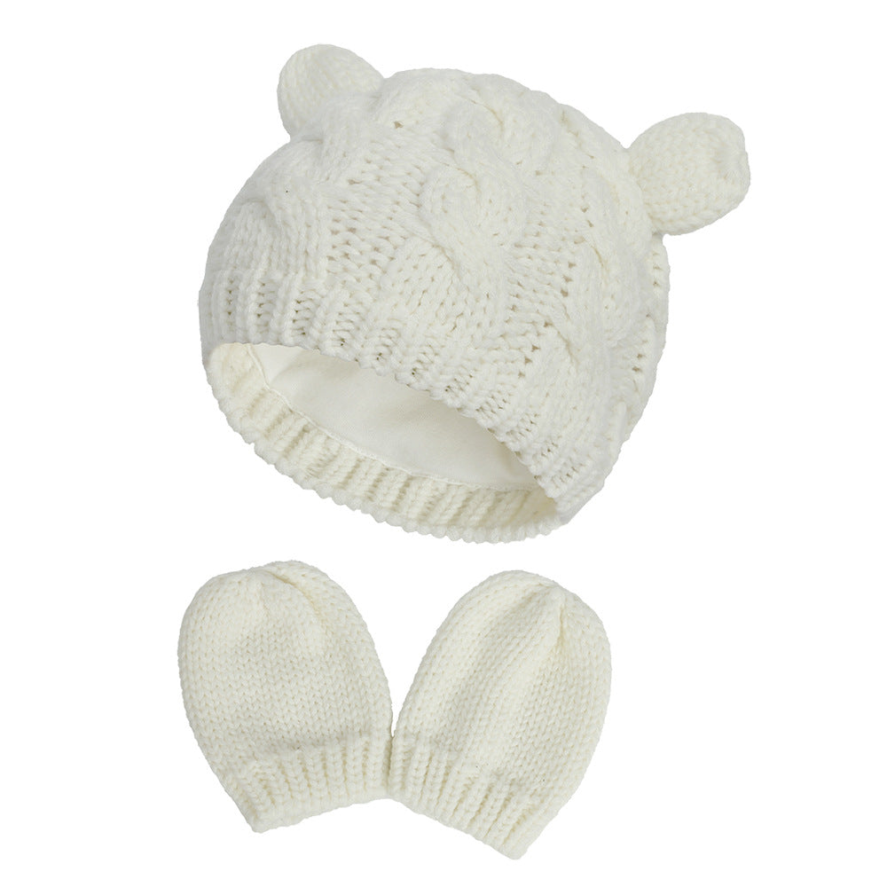 Cute Knitted Hat & Mittens Set for Newborns & Toddlers
