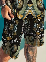 Men's Floral Totem Graphic T-shirt & Active Stretch Shorts Set