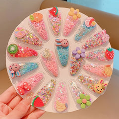 5pcs Kids Candy Hair Clips Girls Hair Accessories Set Fruit Flowers Rainbow