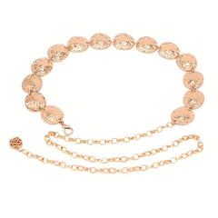 Golden Coins Metal Chain Belt Punk Adjustable Waist Chain Body Jewelry