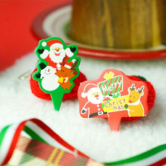 50pcs Christmas Cartoon Santa Claus Elk Cupcake Topper Cake Decoration