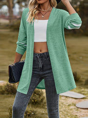 Casual Cardigan Women's Plus Stripe Print Long Sleeve Open Front