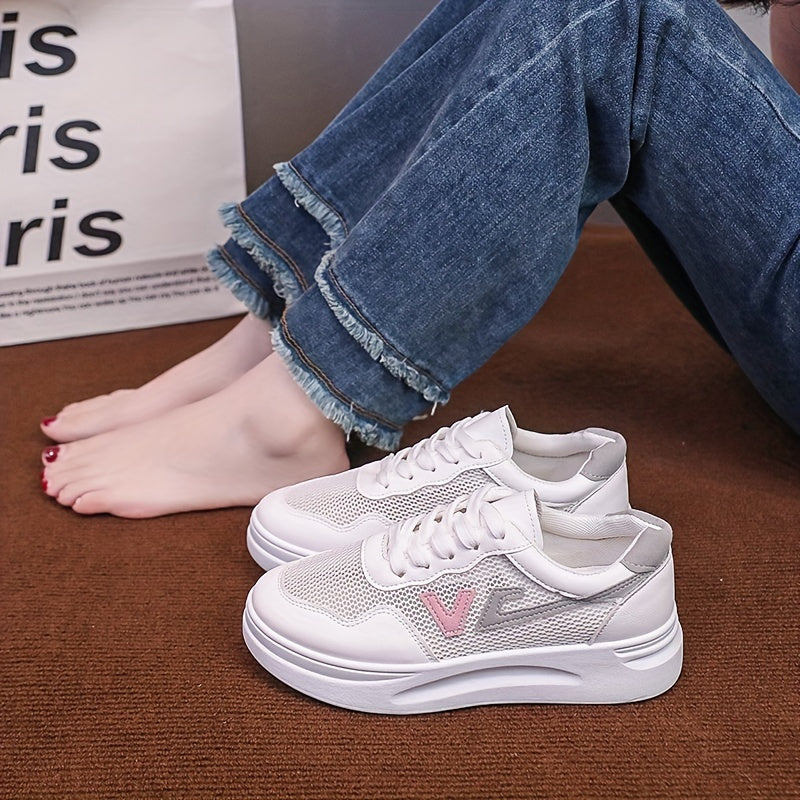Women's Mesh Low Top Sneakers Comfortable Casual Flat Shoes