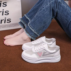 Women's Mesh Low Top Sneakers Comfortable Casual Flat Shoes