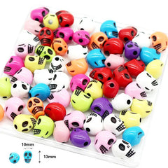 100pcs 10*13mm Skull Beads Acrylic Mixed Colors Jewelry Making DIY Bracelet