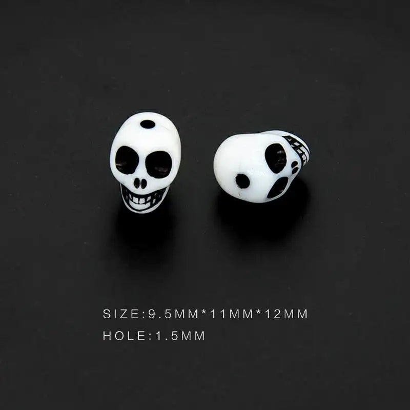 100pcs Bag Small Skull Bone Halloween Props 10mm Ghost DIY Jewelry Acrylic Beads