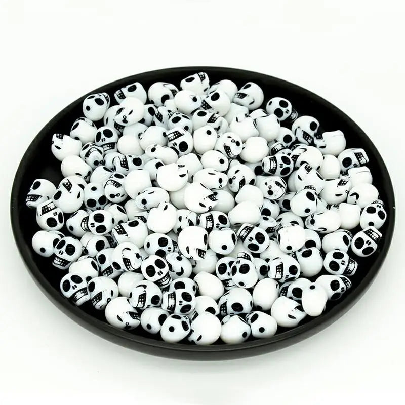 100pcs Bag Small Skull Bone Halloween Props 10mm Ghost DIY Jewelry Acrylic Beads