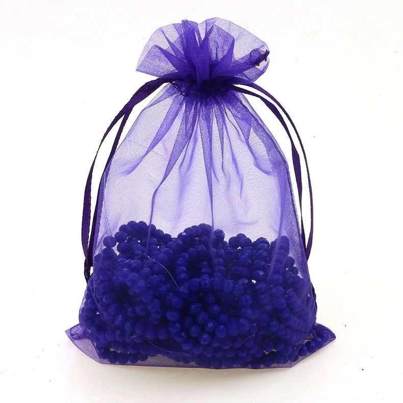 100pcs Organza Drawstring Bags 13x18cm Wedding Party Gift Pouches