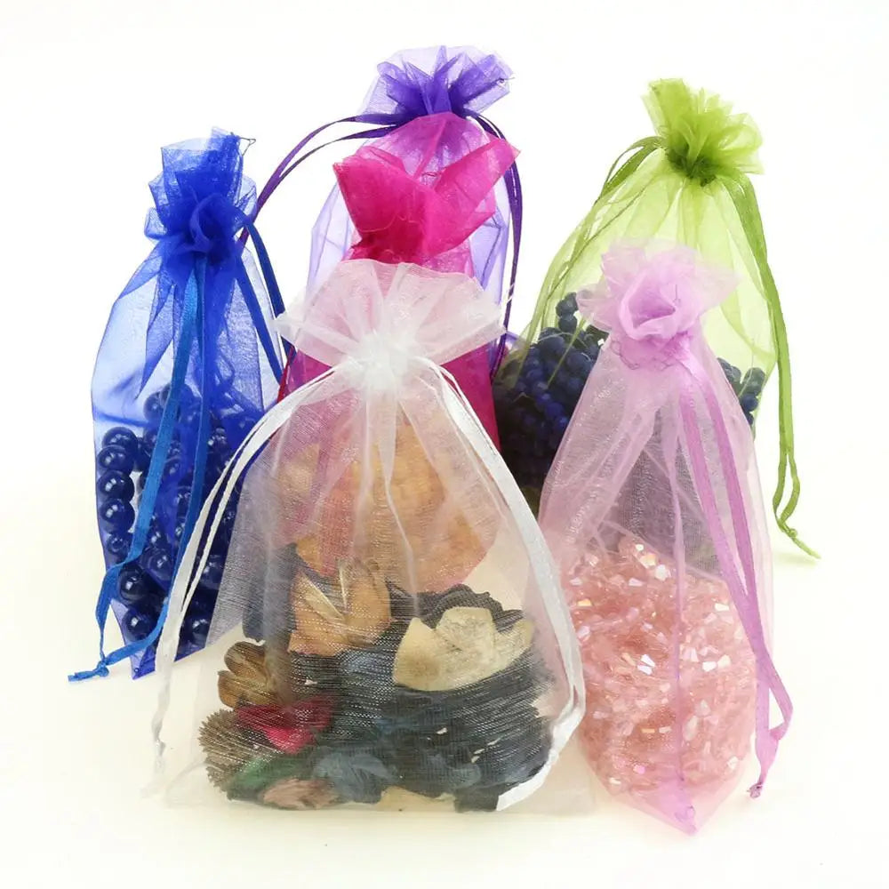 100pcs Organza Drawstring Bags 13x18cm Wedding Party Gift Pouches