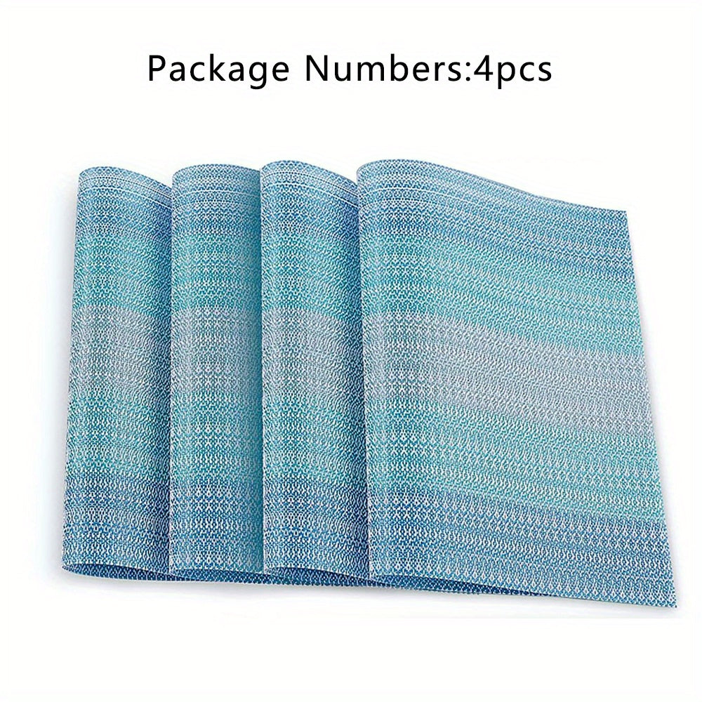 6pcs Plastic Placemats Lake Woven Rectangle Insulated Mat