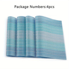 6pcs Plastic Placemats Lake Woven Rectangle Insulated Mat