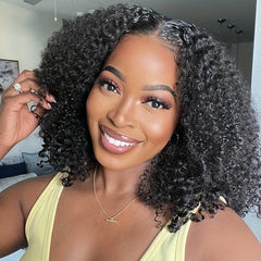 Kinky Curly Bob Wig 180 Density Human Hair Lace Front Wig