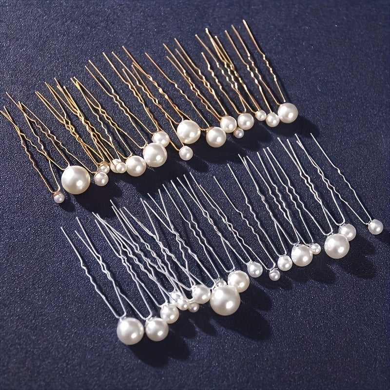18pcs Faux Pearl U Shaped Hair Clip