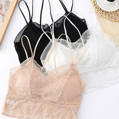 3 Pcs Women's Lace Strap Vest Bras - No Steel Ring High Stretch Bras