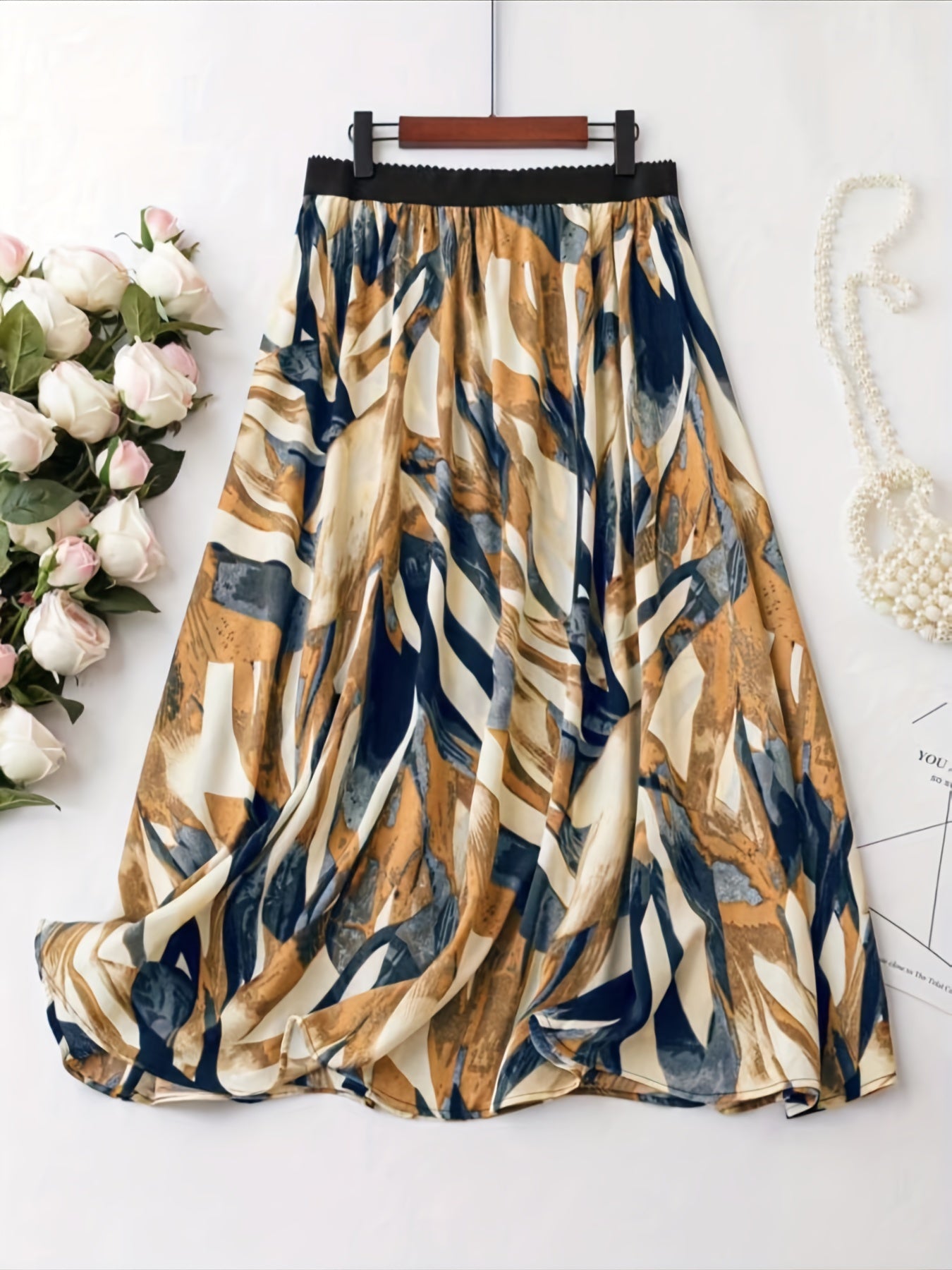 Floral Print Elastic Waist Skirt for Women