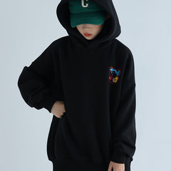 Girls' 95 Cotton Cartoon Graffiti Bear Graphic Hooded Pullover