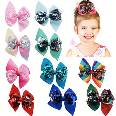Girls Sequin Bow Hair Clip Party Performance Gift
