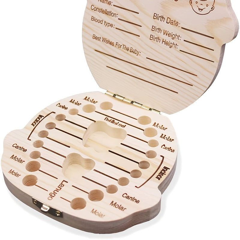 Baby Teeth Keepsake Box Wooden Corrosion Resistant Durable 12x4x1.2in