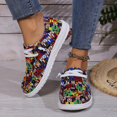 Women's Outdoor Flat Skateboard Shoes with Small Figure Pattern