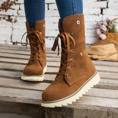 Women's Chunky Round Toe Snow Boots Thermal Flat