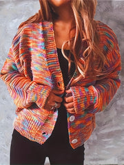 Rainbow Button Cardigan Long Sleeve