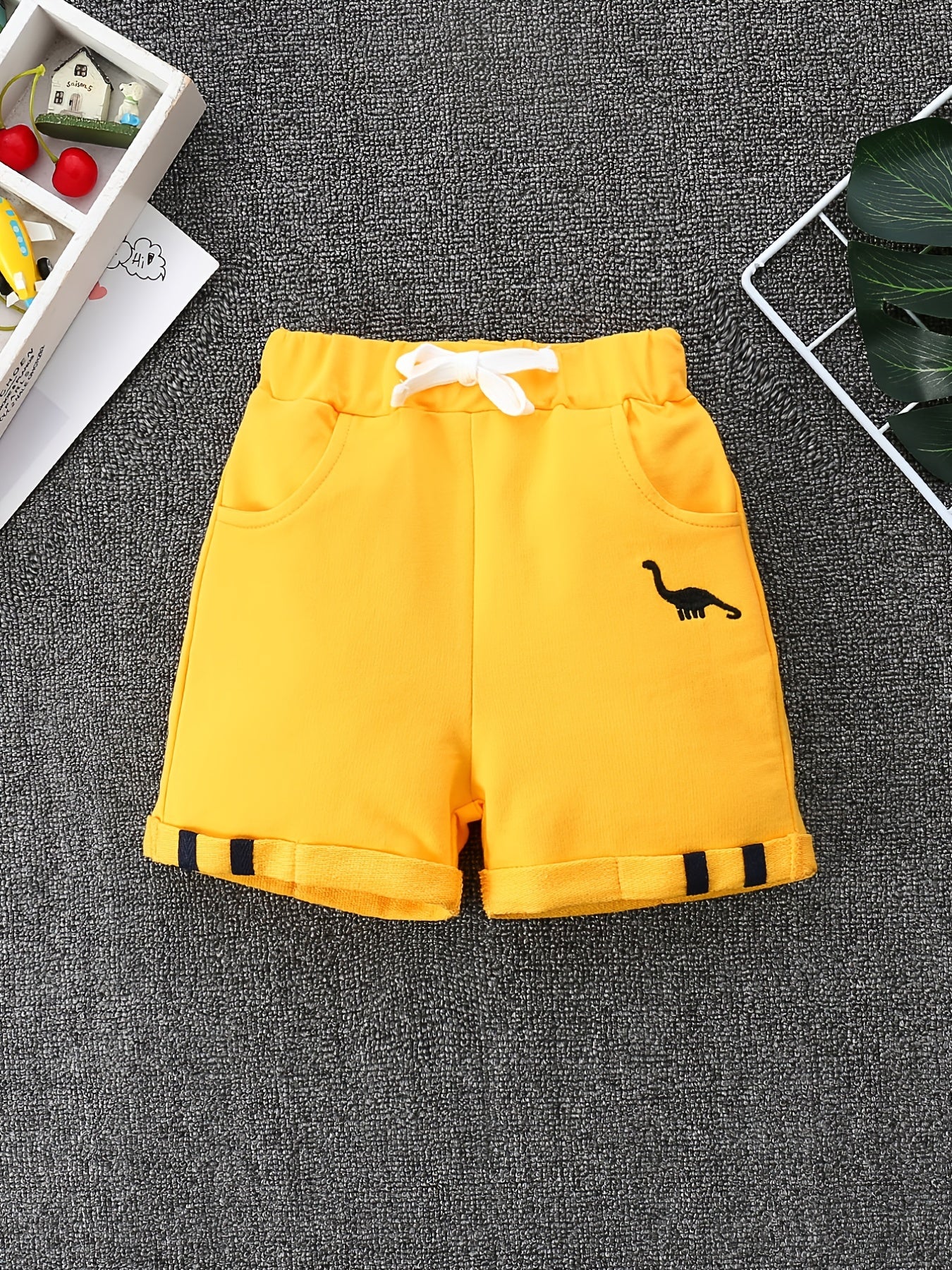 Boys Dinosaur Shorts Drawstring Waist Pocket Casual Summer Kids Clothes