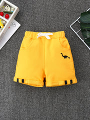 Boys Dinosaur Shorts Drawstring Waist Pocket Casual Summer Kids Clothes